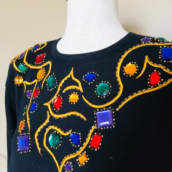 Retro jewel covered sweater - Picture 3 of 5